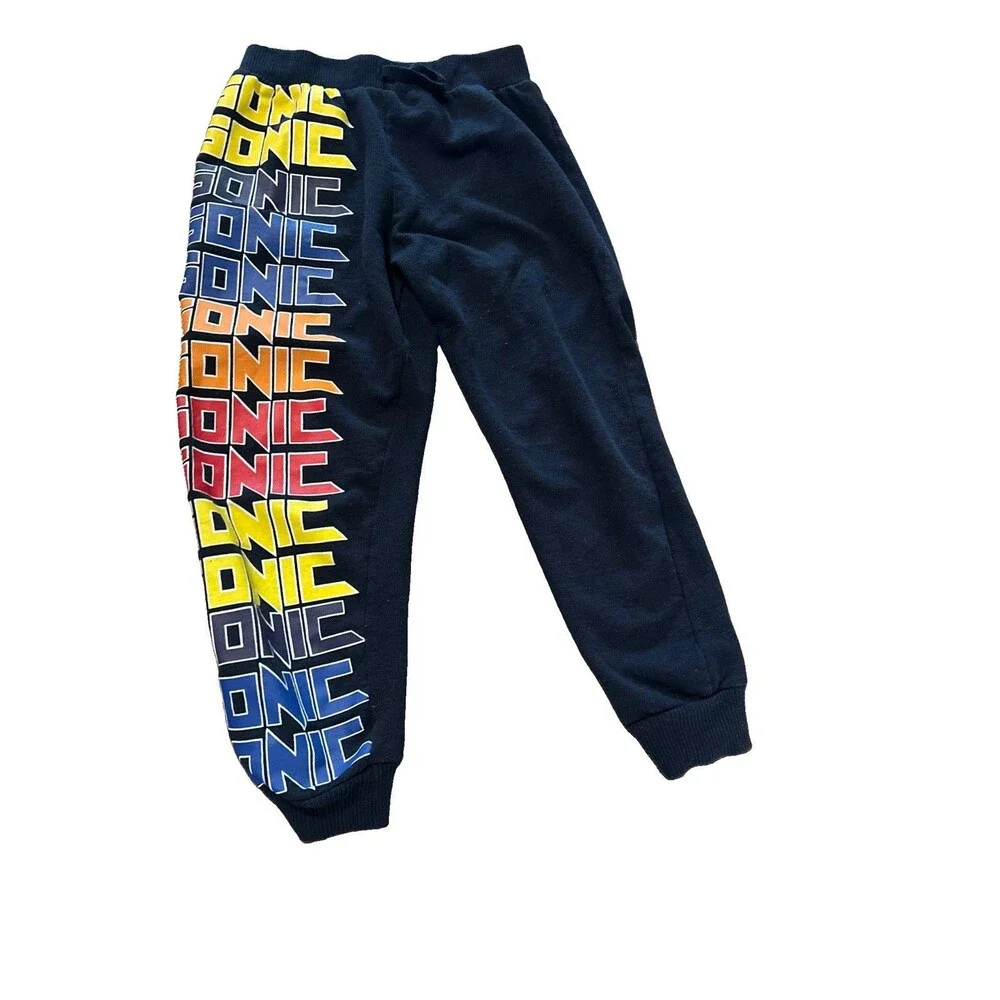 Sonic The Hedgehog Orange Navy Short Sleeve Shirt And Jogging Pants Size 7